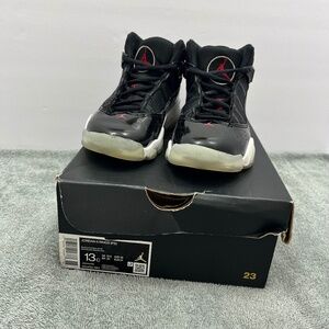 Nike Air Jordan 6 Rings 323432-064 Boys Size 13C Black Red White Sneakers Shoes